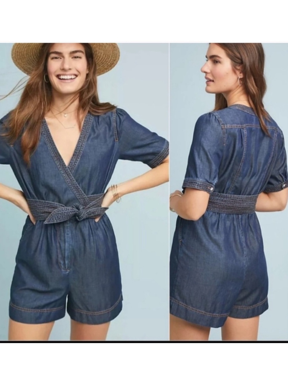Anthropologie Pilcro and the Letterpress Denim Romper Size 10 NWT